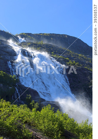 Langfossen waterfall in summer Langfossen waterfall in summer 39308537