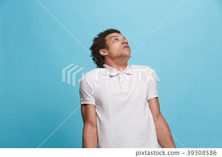 Let me think. Doubtful pensive man with thoughtful Let me think. Doubtful pensive man with thoughtful 39308586