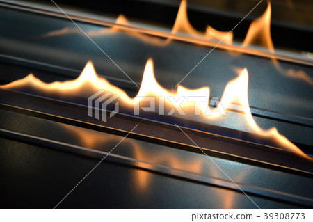 Modern bio fireplot on ethanol gas close-up 39308773