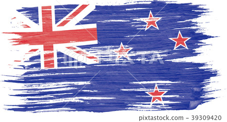 art brush watercolor painting New Zealand flag 39309420