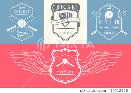 Set of Vintage Cricket Logos and Badges. 39312526