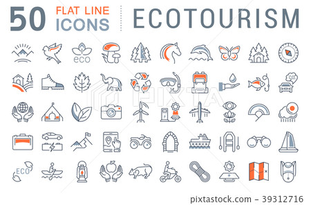 Set Vector Flat Line Icons Ecotourism 39312716