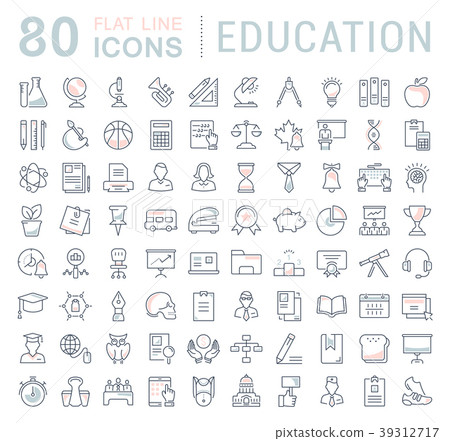 Set Vector Flat Line Icons Education Set Vector Flat Line Icons Education 39312717