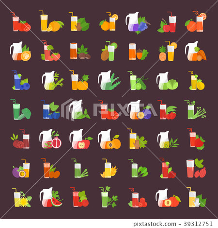 Set Vector Flat Icons of Juice - Stock Illustration [39312751] - PIXTA