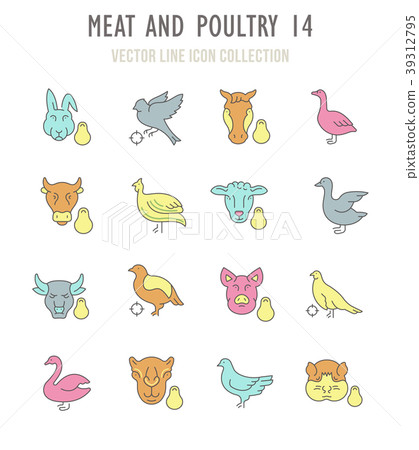 Set of Retro Icons of Meat and Poultry. Set of Retro Icons of Meat and Poultry. 39312795