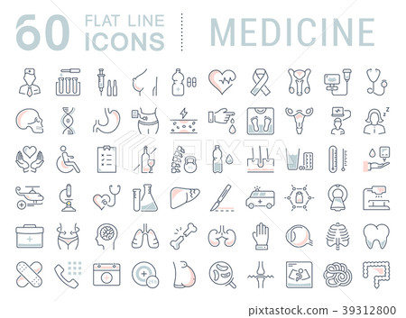 Set Vector Flat Line Icons Medicine Set Vector Flat Line Icons Medicine 39312800
