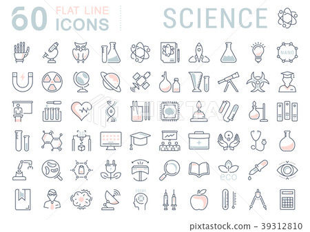 Set Vector Flat Line Icons Science 39312810