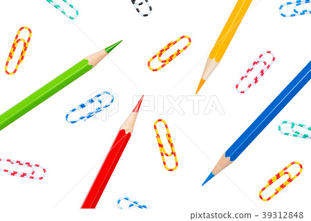 School stationery frame on background: paper, penc 39312848
