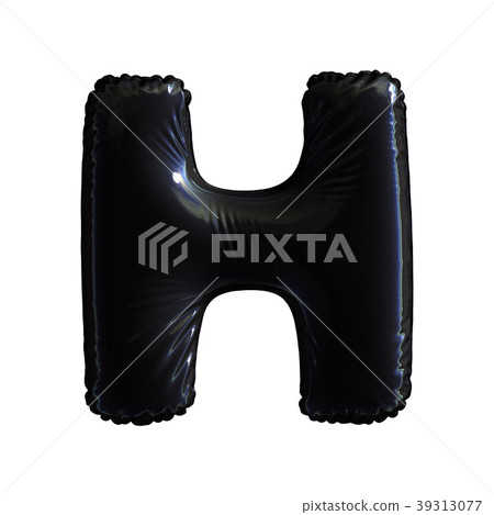Black letter H made of inflatable balloon isolated Black letter H made of inflatable balloon isolated 39313077