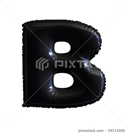 Black letter B made of inflatable balloon isolated Black letter B made of inflatable balloon isolated 39313080