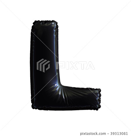 Black letter L made of inflatable balloon isolated Black letter L made of inflatable balloon isolated 39313081