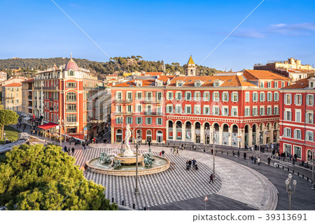Aerial view of Place Massena in Nice, France 39313691