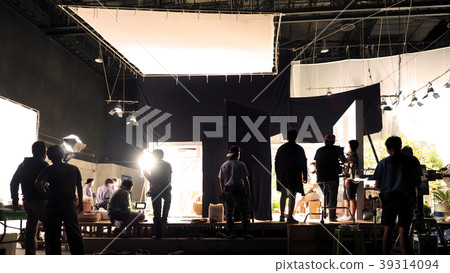 Silhouette of people working in production studio 39314094