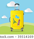 Travel bag with different travel elements vector,  39314169