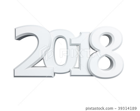 New 2018 year white 3D figures 39314189