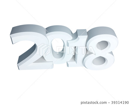 New 2018 year white 3D figures 39314190