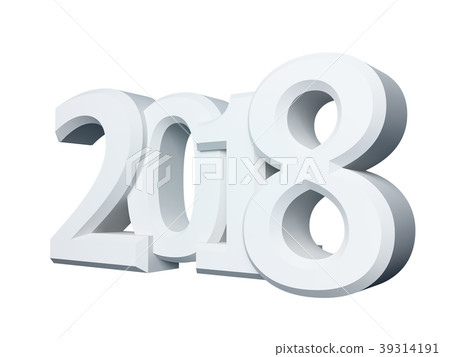 New 2018 year white 3D figures 39314191
