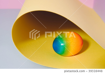 Easter eggs on pastel background. 39316448