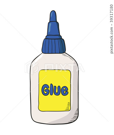 插图素材: cartoon glue bottle isolated on white