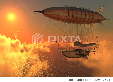 Fantasy Airship Zeppelin Dirigible Balloon 3D Fantasy Airship Zeppelin Dirigible Balloon 3D 39317394