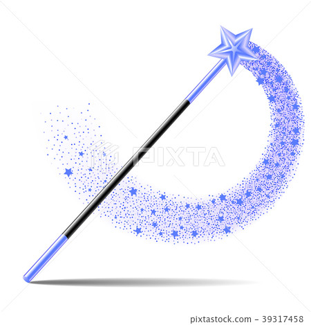 Magic Wand with blue sta and sparkle trail-插圖素材[39317458