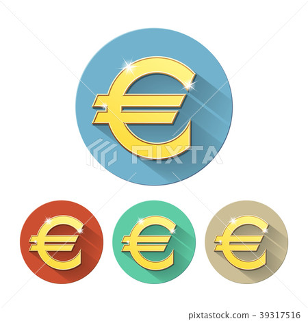 Euro signs set, on colored circles 39317516