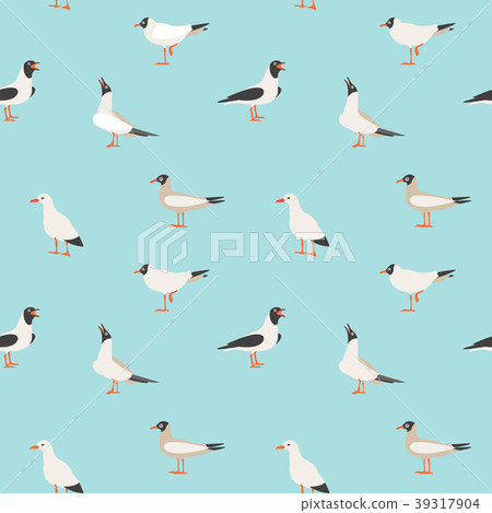 Seamless texture with flying seagulls. Seamless texture with flying seagulls. 39317904