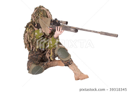 Sniper in Camouflaged Suit with Rifle Stock Image - Image of caucasian,  rifle: 69416251