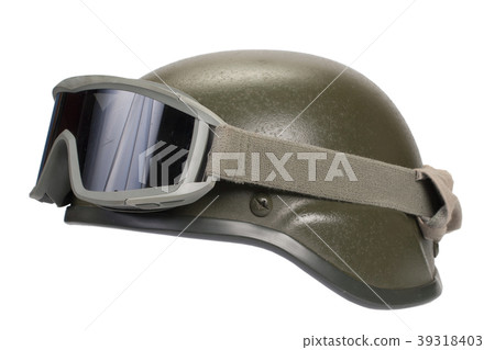 kevlar helmet with camouflage cover and goggles 39318403