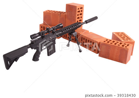 sniper rifle on position isolated on a white sniper rifle on position isolated on a white 39318430