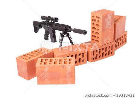 sniper rifle on position isolated on a white sniper rifle on position isolated on a white 39318431