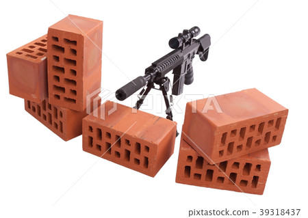 sniper rifle on position isolated on a white sniper rifle on position isolated on a white 39318437