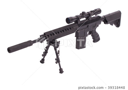 sniper rifle with bipod isolated on a white  39318448