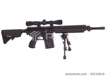 sniper rifle with bipod isolated on a white  39318819