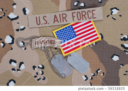 US ARMY ranger tab with blank dog tags on uniform 39318835