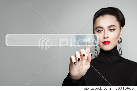 Young woman female hand pointing 39319669