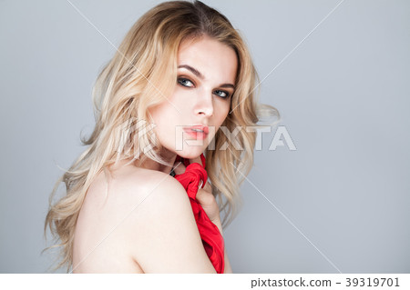 Beautiful Female Model with Long Blonde Hair 39319701