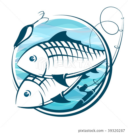 Fish and fishing rod symbol Fish and fishing rod symbol 39320287