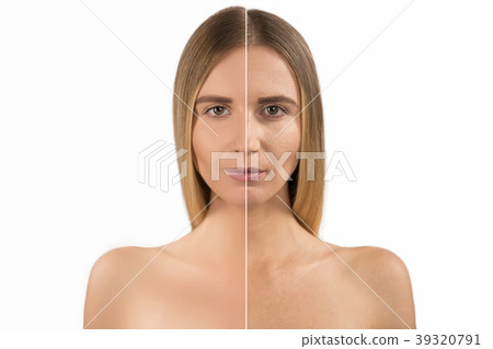 Anti-aging, woman with problem and clean skin Anti-aging, woman with problem and clean skin 39320791