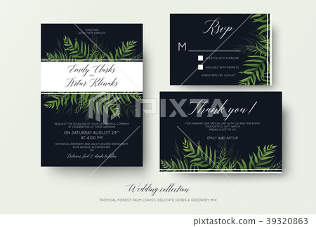 Wedding invite rsvp, thank you cards floral design 39320863