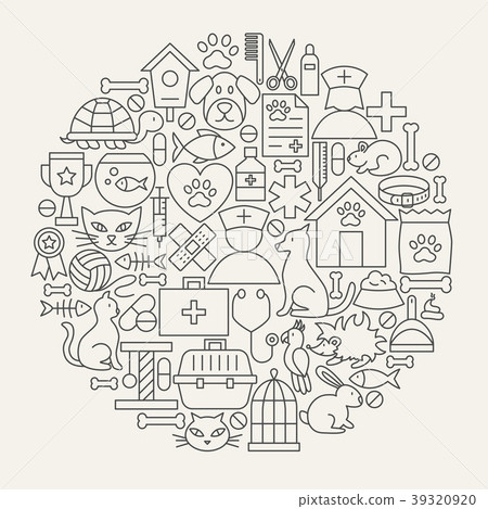 Vet Clinic Line Icons Circle Vet Clinic Line Icons Circle 39320920
