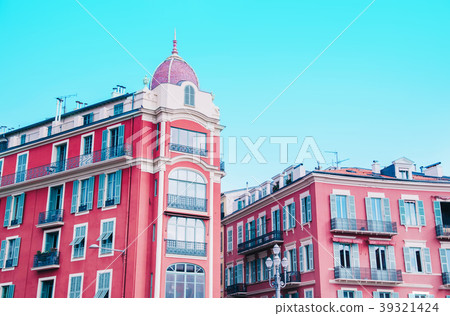 Building of Massena square in Nice, France. 39321424