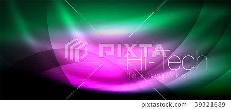 Glossy light effect neon glowing waves, shiny Glossy light effect neon glowing waves, shiny 39321689