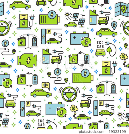 Electric car conceptual seamless pattern Electric car conceptual seamless pattern 39322199