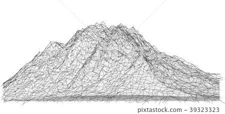 Wireframe polygonal landscape. 3d illustration Wireframe polygonal landscape. 3d illustration 39323323