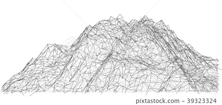 Wireframe polygonal landscape. 3d illustration Wireframe polygonal landscape. 3d illustration 39323324