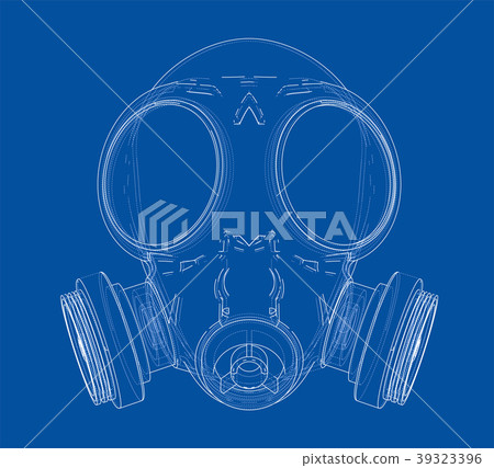 Gas mask on blue background 39323396