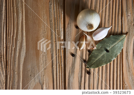 On the wooden table, seasonings 39323673