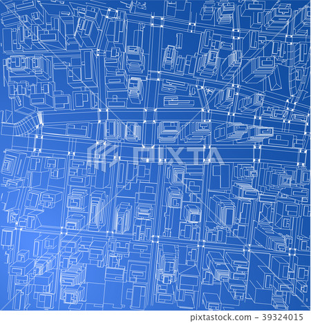 Wire-frame City, Blueprint Style Wire-frame City, Blueprint Style 39324015