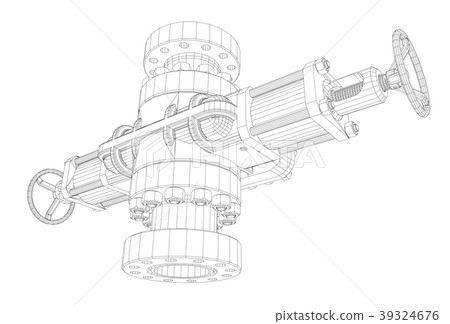 Blowout preventer. Wire frame style Blowout preventer. Wire frame style 39324676